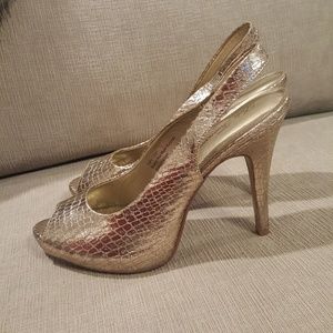 Gold Snake skin Lulu Townsend Heels